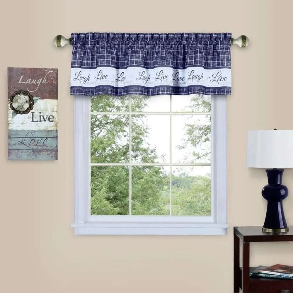 PowerSellerUSA Live, Laugh, Love 3-Piece Kitchen Curtains and Valance Set,